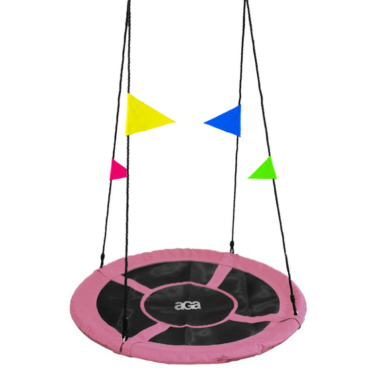 Aga Leagăn suspendat rotund 110 cm Roz cu steaguri