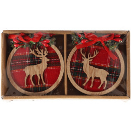 Decorațiuni suspendate din lemn pentru bradul de Crăciun cu motiv de reni