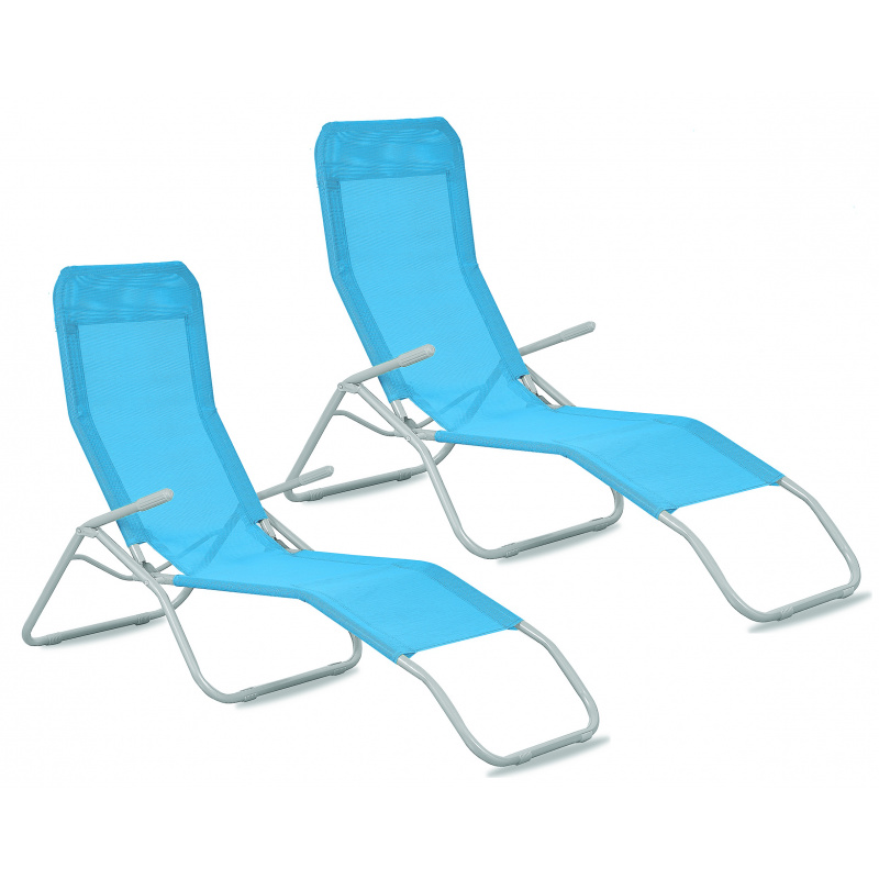 Aga 2x Șezlong de grădină SIESTA Albastru