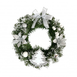 Aga Coroană de Crăciun 40 cm Argintie