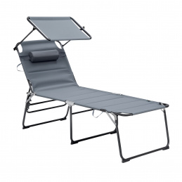 Aga Șezlong de grădină XXL cu acoperiș Gri 2DAZ672 - II. CALITATE