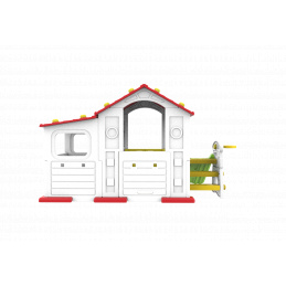 Casă Mare Cu Pridvor 4în1 Acoperiș Roșu