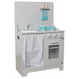 Aga4Kids Bucătărie din lemn Mini Chef cu cuptor pentru copt și veselă turcoaz Gri