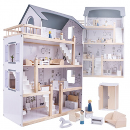 Aga Căsuță din lemn pentru păpuși cu mobilier 80cm