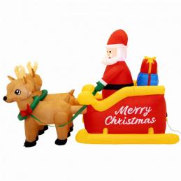 Moș Crăciun gonflabil pe sanie decorațiune