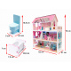 Aga MDF Căsuță pentru păpuși cu mobilier 70 cm Roz LED