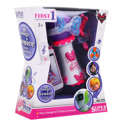 Microfon pentru karaoke pentru copii 3+ roz Funcție de schimbare a vocii + Lumini + MP3