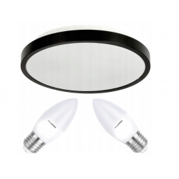 Lustră LED de tavan 2xE27 IP20 LARI-R NEGRU + 2x E27 10W lumânare alb cald