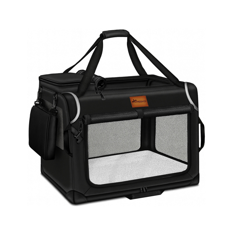 Tresko Cușcă de transport pentru câini și pisici 92x63x63 cm Negru