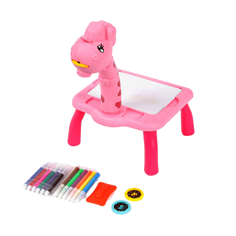 Aga4Kids Proiector de desen pentru copii cu markere și șabloane Roz