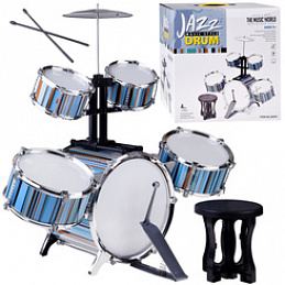 Set de tobe pentru copii 5-tobe + scaun inclus - Albastru 6DZ115 - II. CALITATE