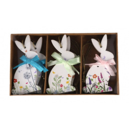 Iepurași de lemn pentru agățat de Paște