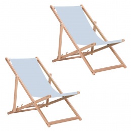 Aga 2x Șezlong pliabil din lemn Gri deschis