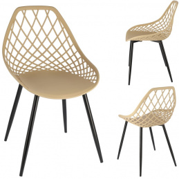 Scaun ARANDA din plastic bej cu picioare negre