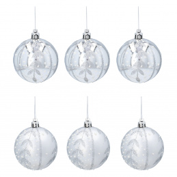 Aga Globuri de Crăciun 7cm 6buc Argintii - Frunzulițe Aga Globuri de Crăciun 7cm 6buc Argintii - Frunzulițe
