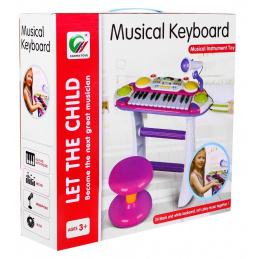 Set muzical roz Keyboard + Tobe + Microfon pentru copii 3+ Lumini + Sunete 2 octave