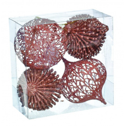 Set de patru globuri de Crăciun roz sclipitoare pentru brad Set de patru globuri de Crăciun roz sclipitoare pentru brad