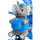 tricicletă pentru copii Elephant Blue + sunete + copertină + barieră + suport pentru picioare + mâner + schiuri + spațiu de depozitare