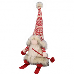 Spiriduș de Crăciun pe schiuri luminos - 31 cm