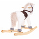 Cal de leagăn unicorn pentru copii 24m+ Alb + Sunete + Mâner din lemn + Scaun confortabil + Tălpi din lemn
