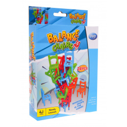 Joc de îndemânare Scaune MINI pentru copii 4+ și adulți + 24 Scaune 4 Culori 6 Forme