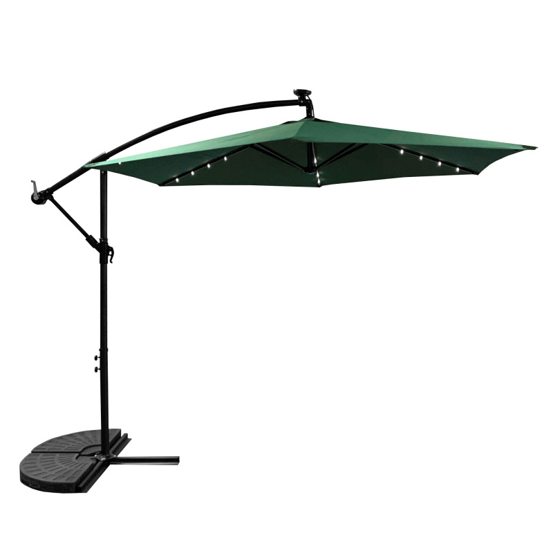 Umbrelă de grădină Aga 300 cm Verde închis cu iluminare LED