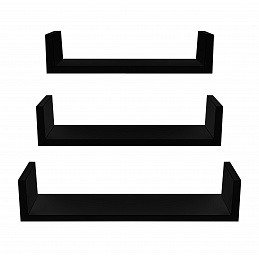 Linder Exclusiv Set de 3 rafturi de perete Negre 6DAZ496 - CALITATEA a II-a