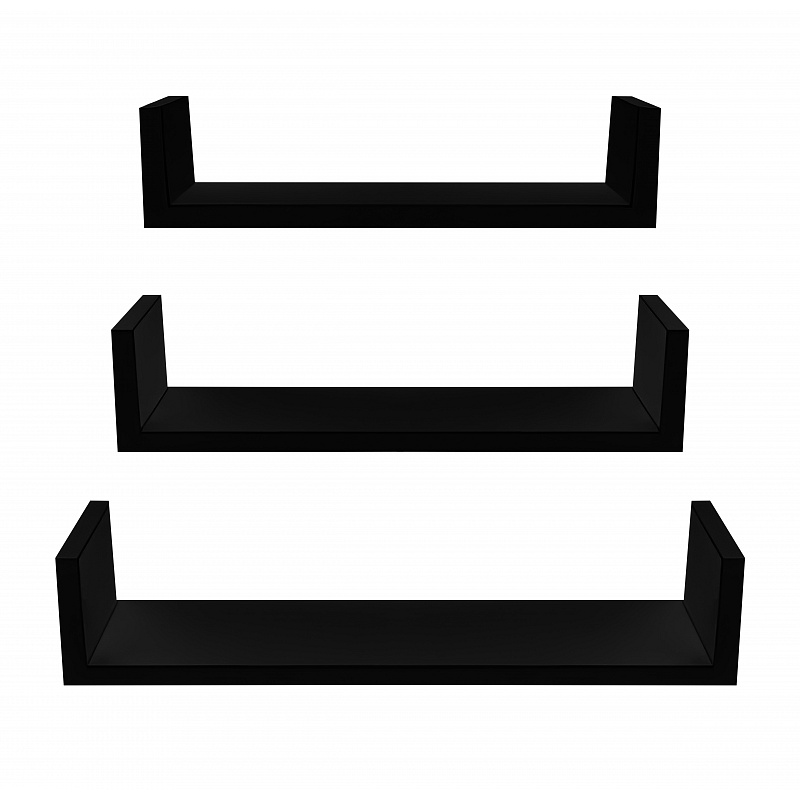 Linder Exclusiv Set de 3 rafturi de perete Negre 6DAZ496 - CALITATEA a II-a