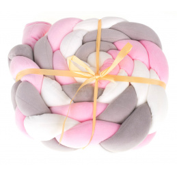 Aga Apărătoare de protecție pentru pătuț, carouri roz gri alb 8x200cm