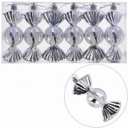 Decorațiuni din zahăr din plastic, șase bucăți, argintii