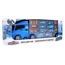 Camion de poliție 2 în 1 pentru copii 3+ Compartiment pentru mașinuțe + Tobogan pentru mașinuțe