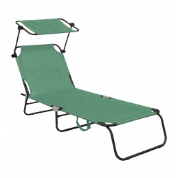Aga Șezlong de grădină reglabil cu acoperiș Verde deschis