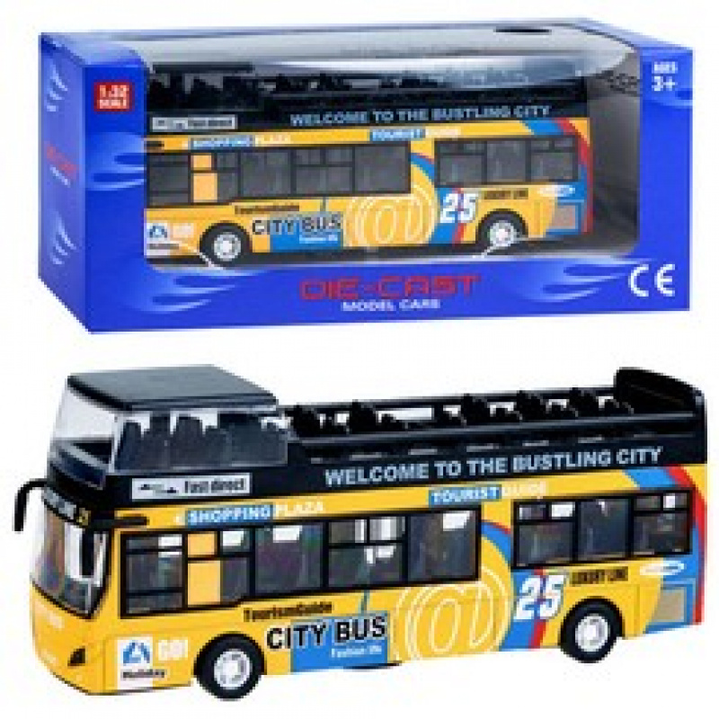 Autobuz metalic etajat ZA2094 - galben