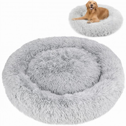 Pat rotund plușat, gri - 80x80