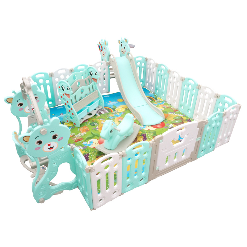 Aga4Kids Țarc de joacă din plastic pentru copii cu accesorii 206x177x64 cm Verde
