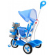 tricicletă pentru copii Elephant Blue + sunete + copertină + barieră + suport pentru picioare + mâner + schiuri + spațiu de depozitare