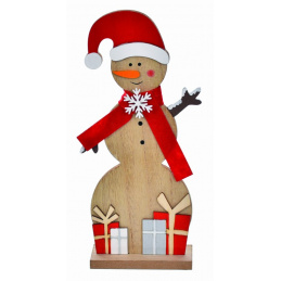 Decorațiune de Crăciun din lemn în formă de om de zăpadă pentru așezare