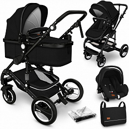Kiduku Cărucior combinat 3 în 1 Negru/Negru 6DZ096 - II. CALITATE