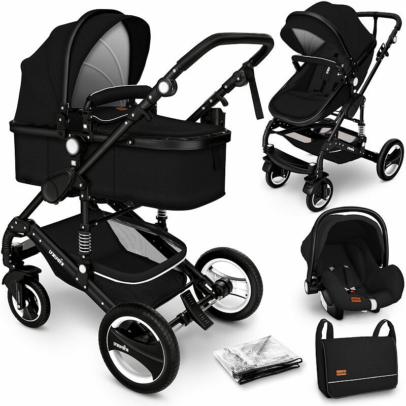 Kiduku Cărucior combinat 3 în 1 Negru/Negru 6DZ096 - II. CALITATE