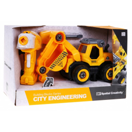 Excavator demontabil cu acționare pentru copii 3+ Șurubelniță electrică + Modul de acționare + Sunete