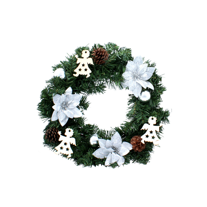 Aga Coroană de Crăciun 40 cm Argintie