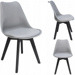 Scaun OSLO scandinav din plastic piele ecologică gri