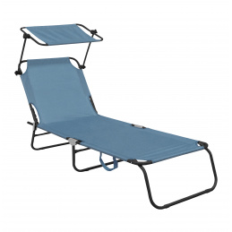 Aga Șezlong de grădină reglabil cu acoperiș Albastru deschis