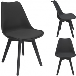 Scaun OSLO scandinav din plastic piele ecologică negru