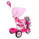 tricicletă pentru copii Elephant Pink + sunete + copertină + barieră de siguranță + suport pentru picioare + mâner + schiuri + spațiu de depozitare