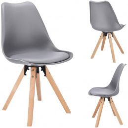 Scaun din plastic scandinav RIVA din piele ecologică gri