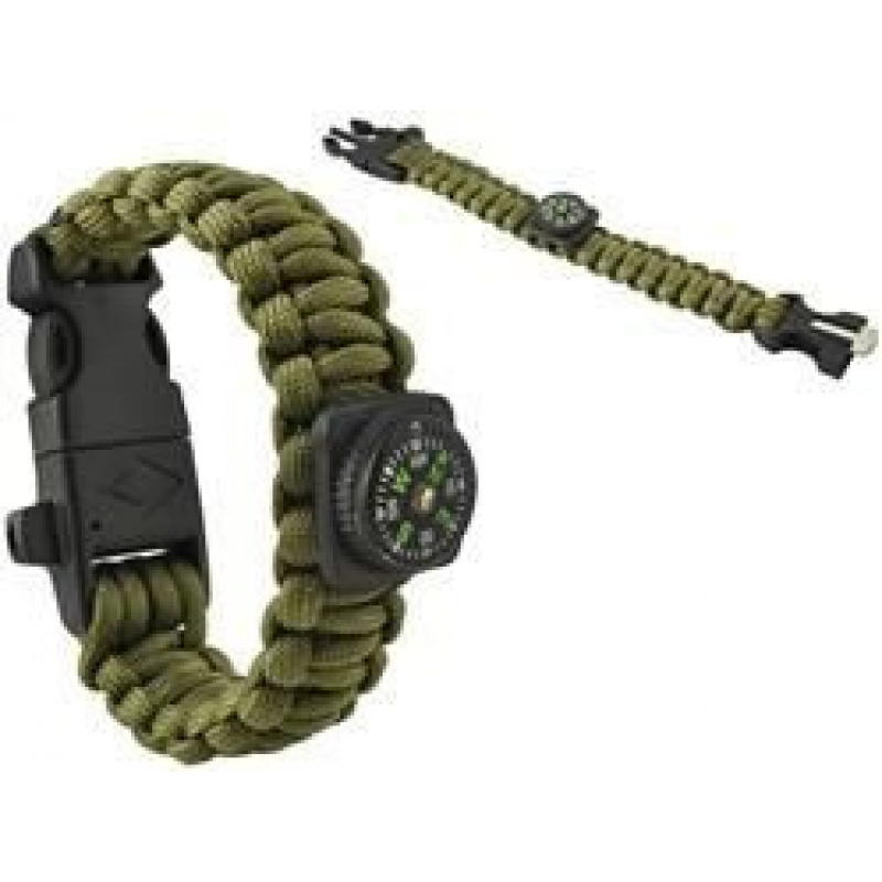 Brățară SURVIVAL cu accesorii - Verde