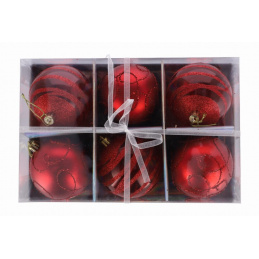 Set de șase ornamente de Crăciun roșii pentru brad