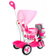 tricicletă pentru copii Elephant Pink + sunete + copertină + barieră de siguranță + suport pentru picioare + mâner + schiuri + spațiu de depozitare