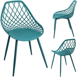 Scaun din plastic ARANDA albastru marin cu picioare albastre